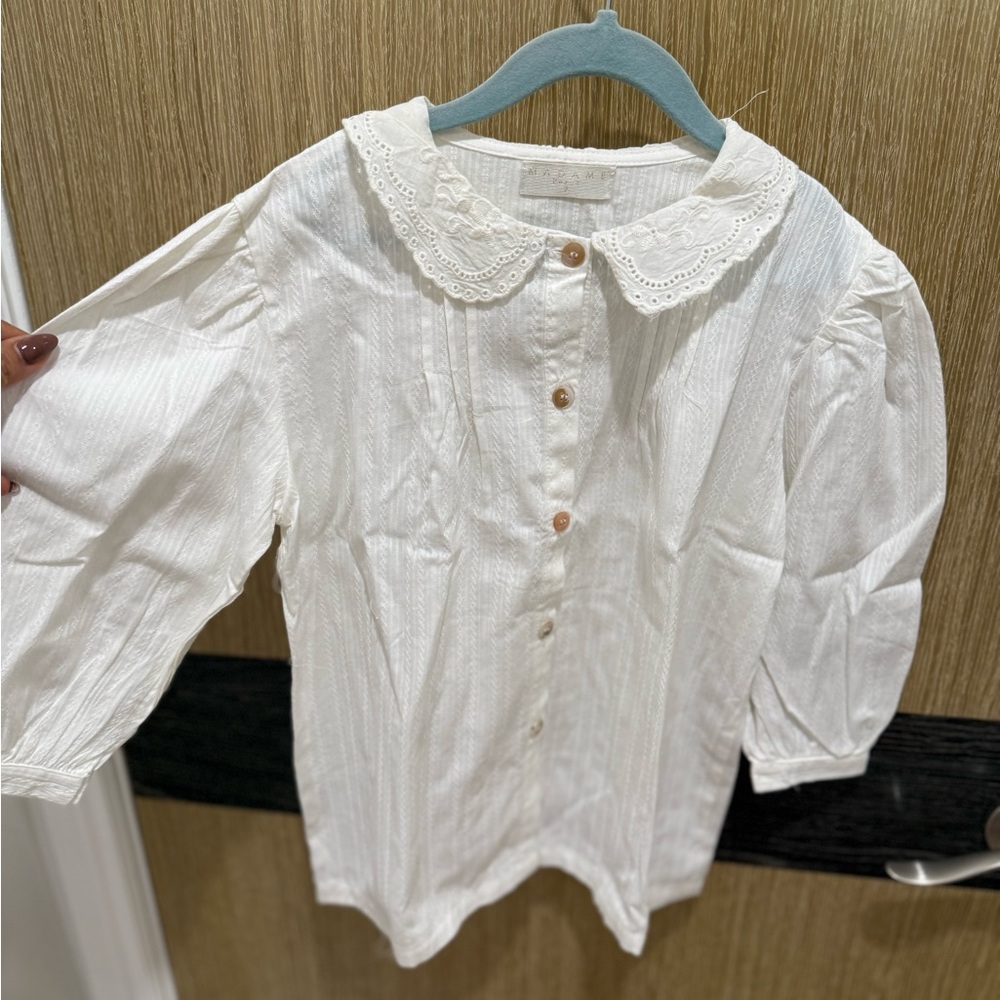 White Button Down Shirt with Peter Pan Collar